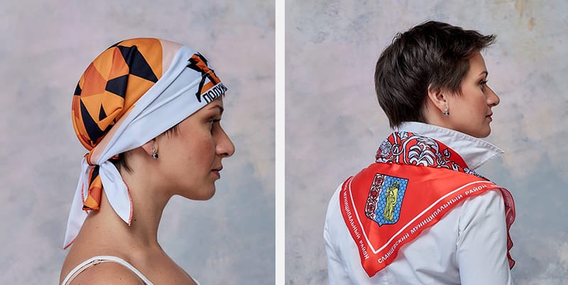 Способы повязывания корпоративного платка классика с логотипами