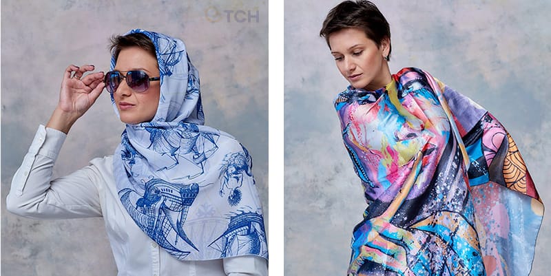 Шаль 100 х 100 см. с печатью своего рисунка на заказ