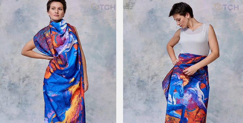 Палантин 75х180 см. с печатью своего рисунка на заказ.