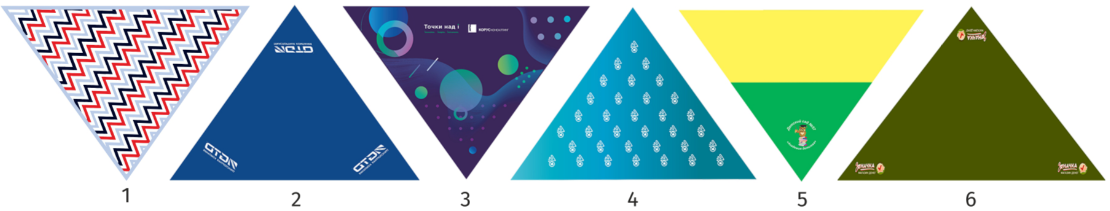 Примеры дизайнов корпоративных шейных платков с логотипом