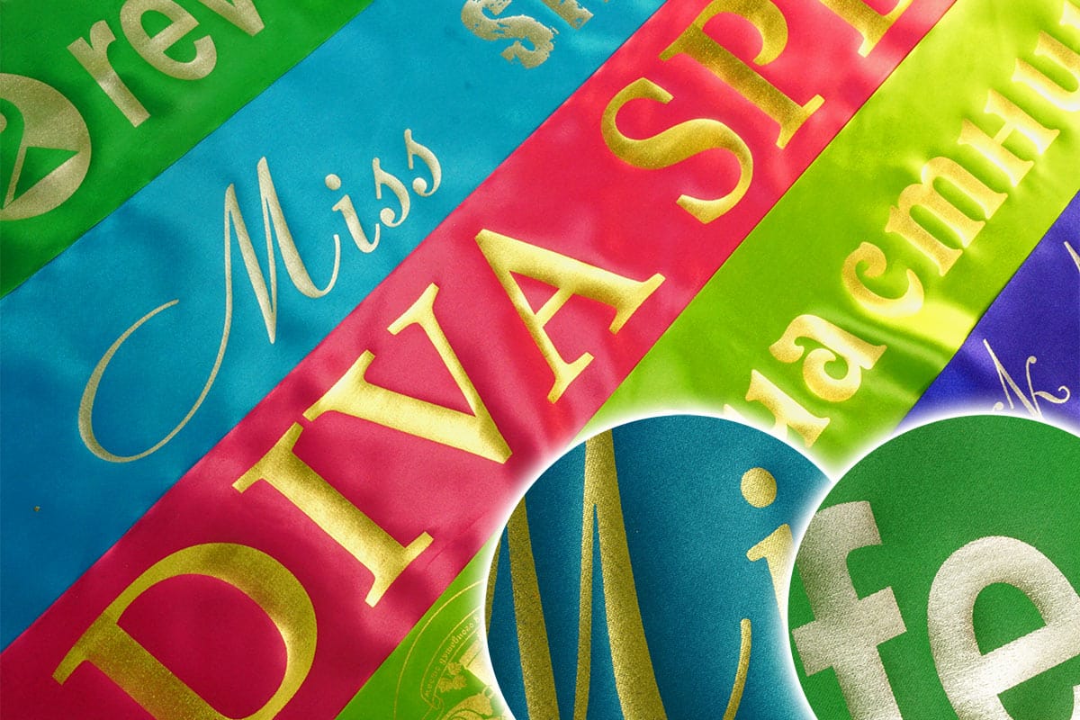 Образцы, изготовленных в ТСН-ПРИНТ на заказ: именных лент для выпускников и победителей конкурсов.