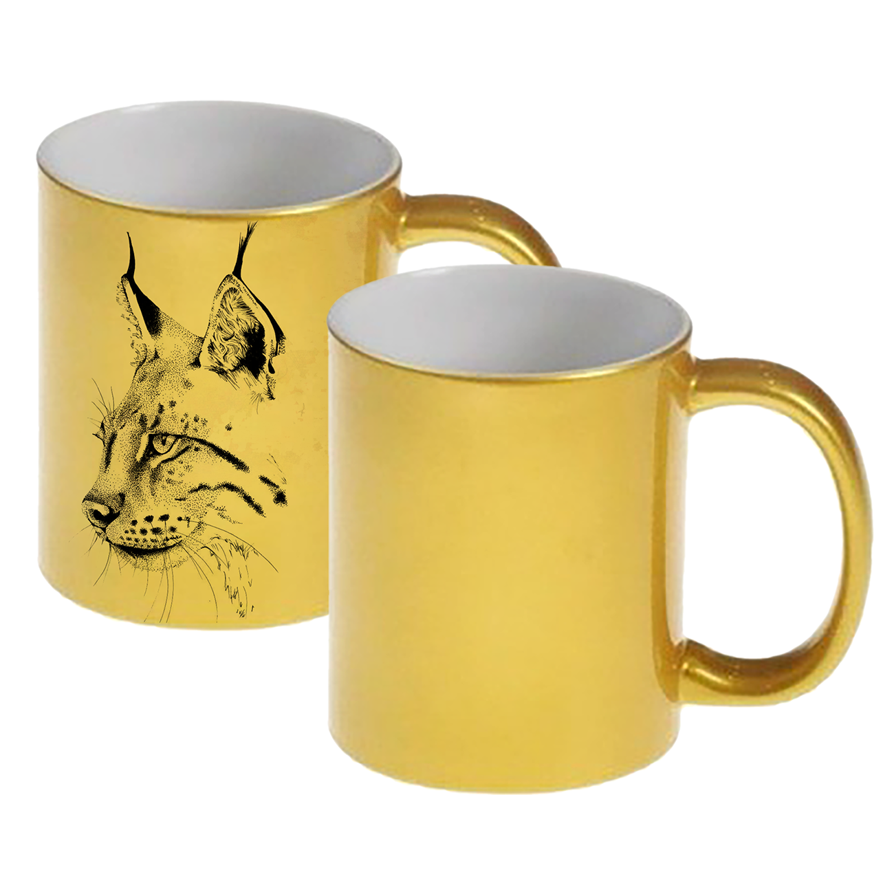 Пять кружек с искристой поверхностью, со своим принтом.