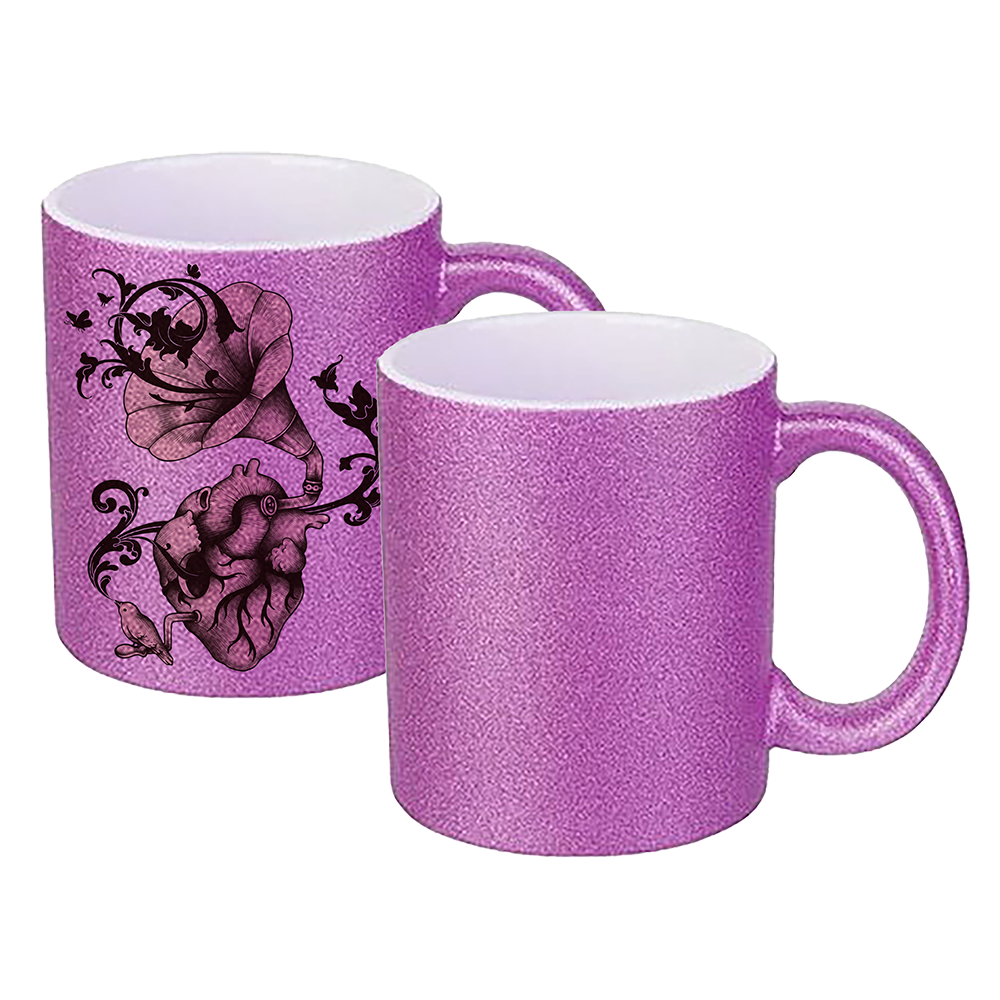 Пять кружек с искристой поверхностью, со своим принтом.