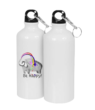 Фляжка 400 мл. белого цвета с нанесением логотипа