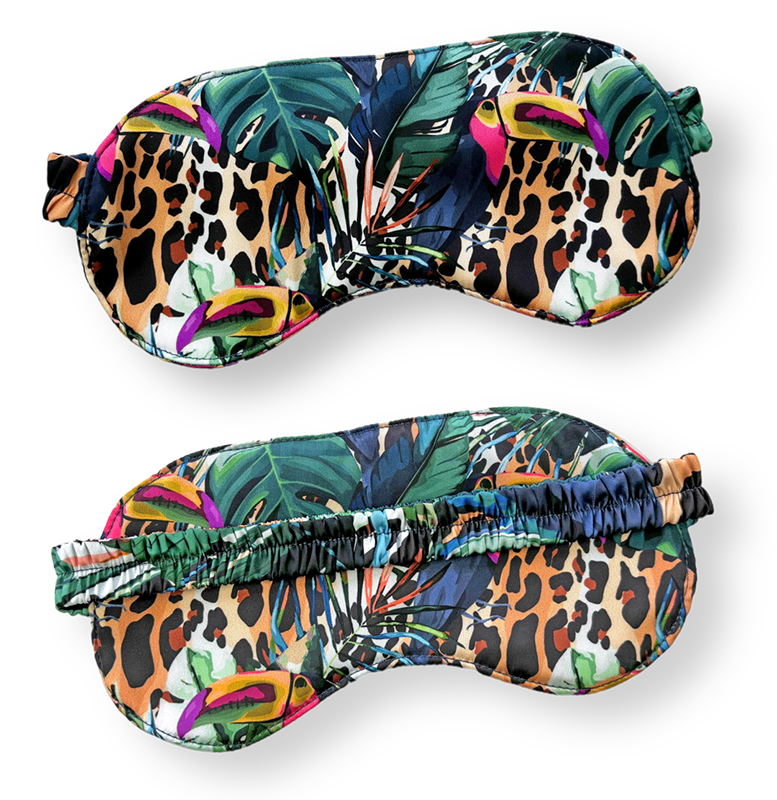 Маска для сна «Релакс софт» с печатью логотипа на фоне полноцветного принта с орнаментом