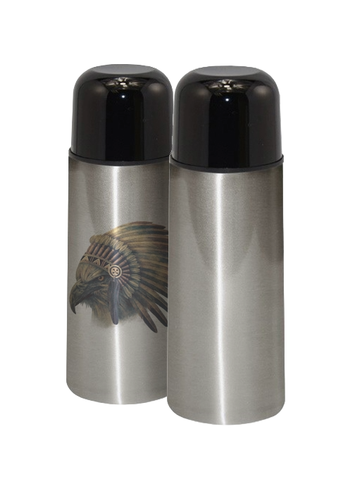 Термос 350 мл. цвета металлик с печатью логотипа