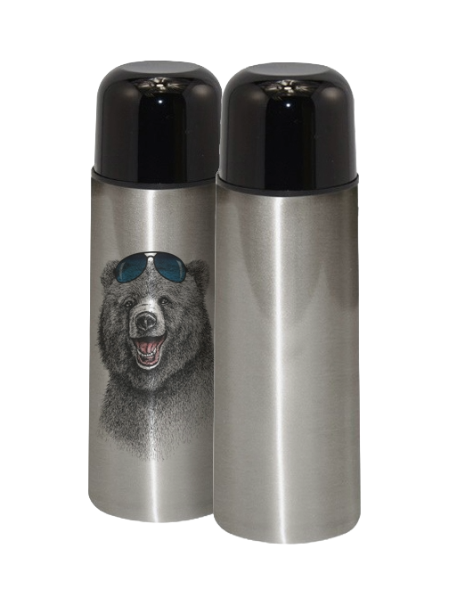 Термос 500 мл. цвета металлик с печатью логотипа