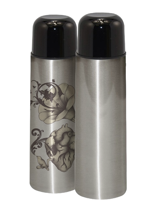 Термос 750 мл. цвета металлик с печатью логотипа