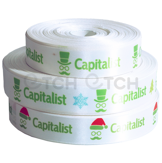 Полноцветная сублимационная печать на атласной ленте 20 мм х 250 м.