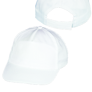 Белая бейсболка под нанесение логотипа способом сублимационной печати.