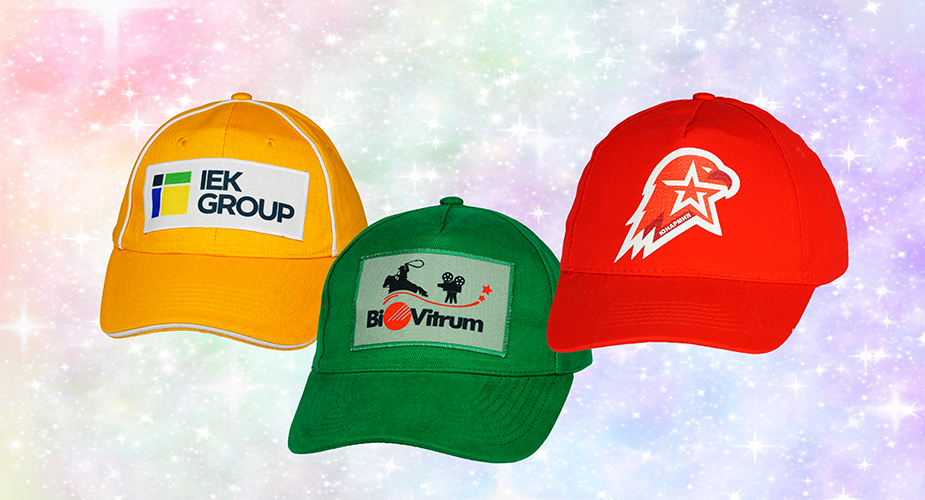 Бейсболки с клубной символикой, нанесенной термопечатью, вышивкой и на нашивке.