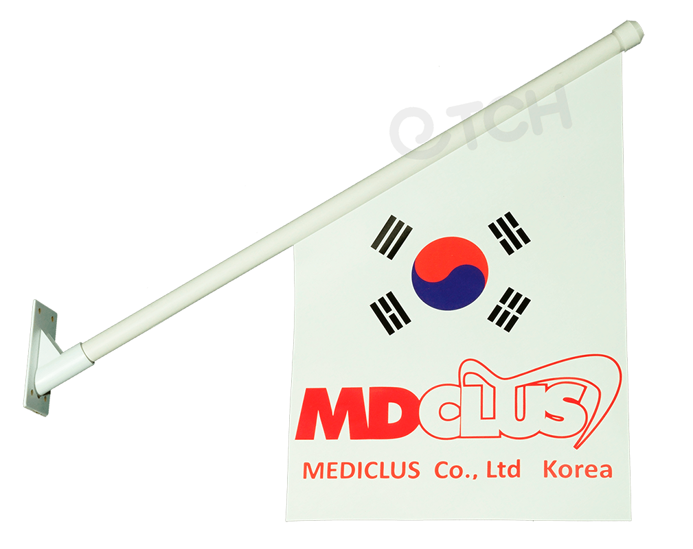 Настенный флаг из баннерной ткани на пластиковом флагштоке