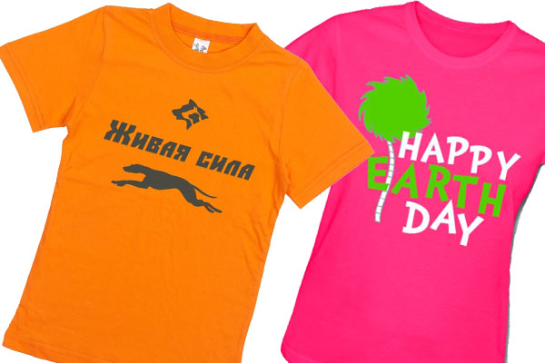 Футболки с термотрансферным нанесением логотипов и надписей в один и два цвета