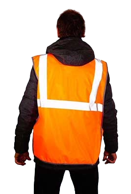 Сигнальный жилет габарит оранжевый вид сзади
