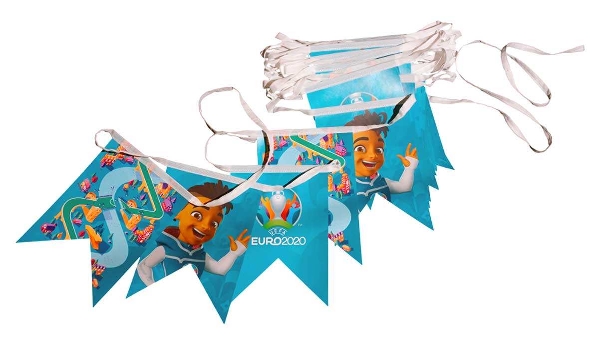 Гирлянда бумажных флажков с яркой полноцветной, двухсторонней печатью, разных
дизайнов.