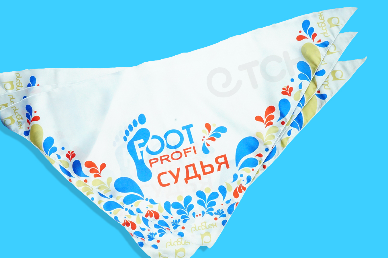 Косынка с печатью логотипа. Ткань мокрый шёлк