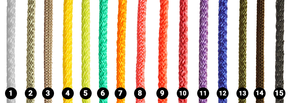 Цветные шнуры: белый, серый, желтый, оранжевый, розовый, красный, синий, зеленый, коричневый,
черный.