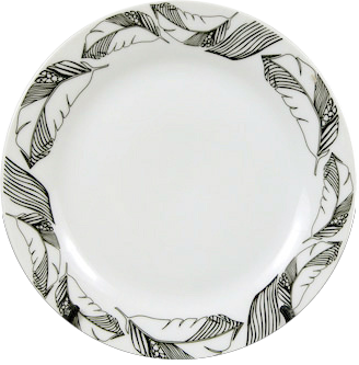 Тарелка под нанесение с орнаментом Серые перья.