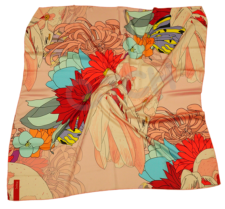 Печать принта на заказ на платке из Шёлка Армани