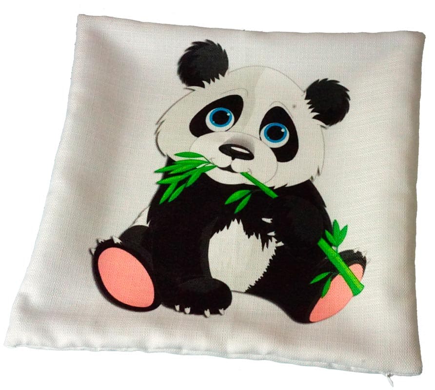 Декоративная наволочка из ткани рогожка с печатью принта «Панда».