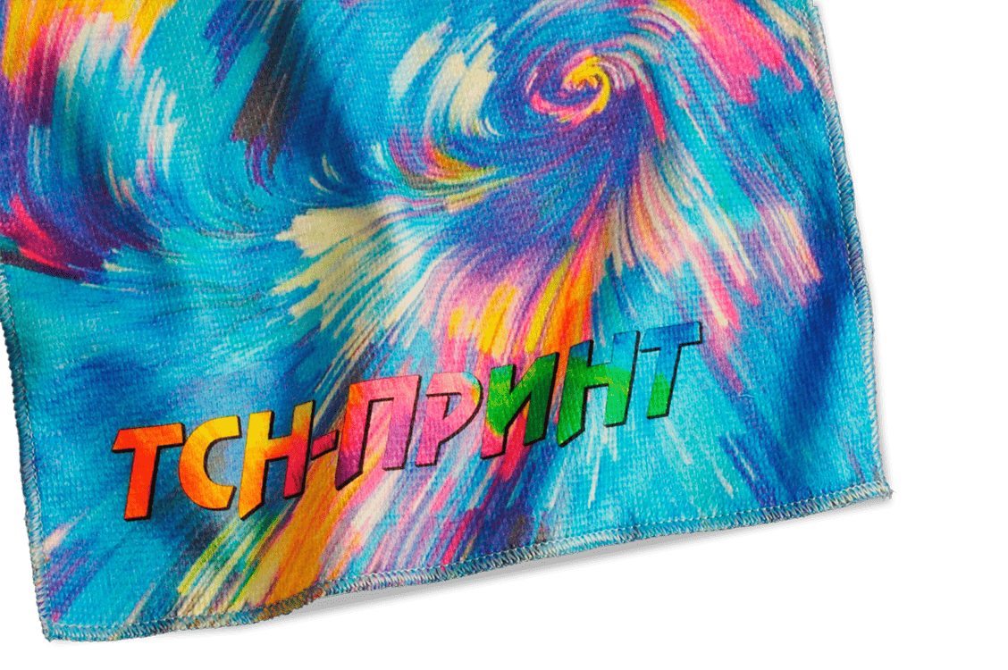 Образец полноцветной, сублимационной печати на полотенце.