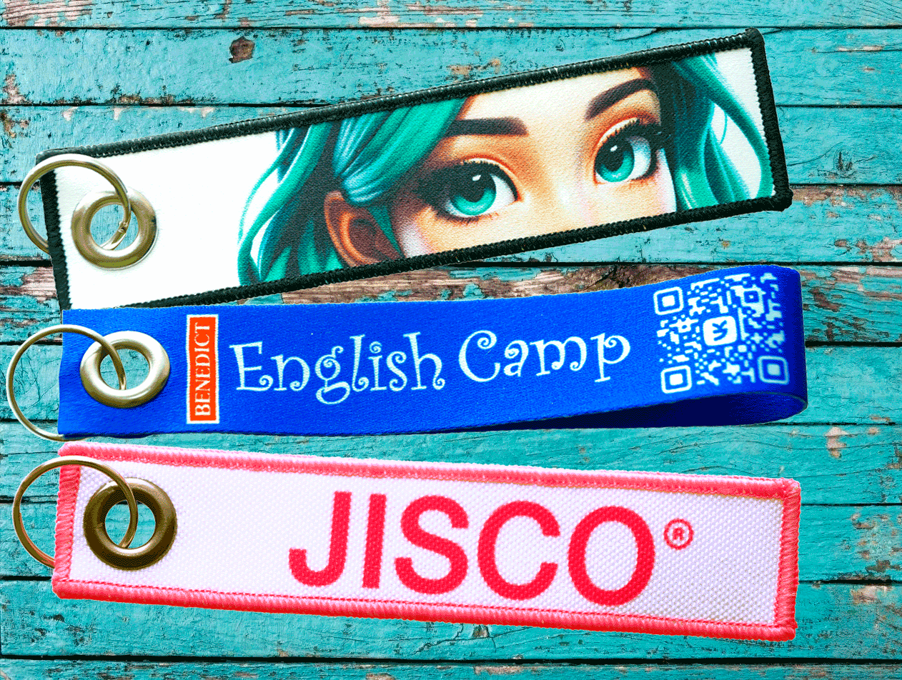 Три разноцветные ремувки с нанесением логотипов: полноцветной печатью