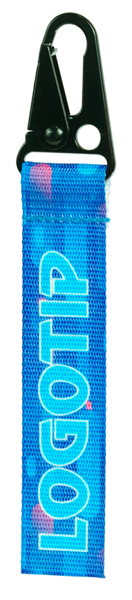 Ремувка-брелок с печатью: из ременной, текстильной ленты 2.5 см., с карабином «Милитари» черного цвета.