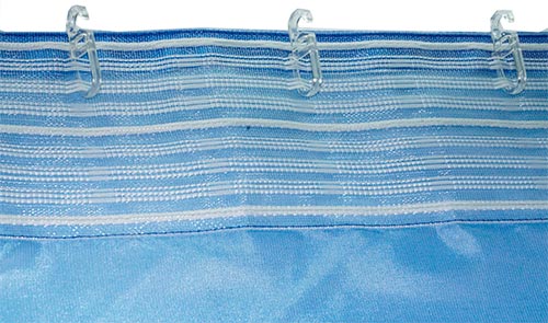 за 1 м.
 Шторная тесьма, формирующая складки: на верхнем краю шторы, с крючками.