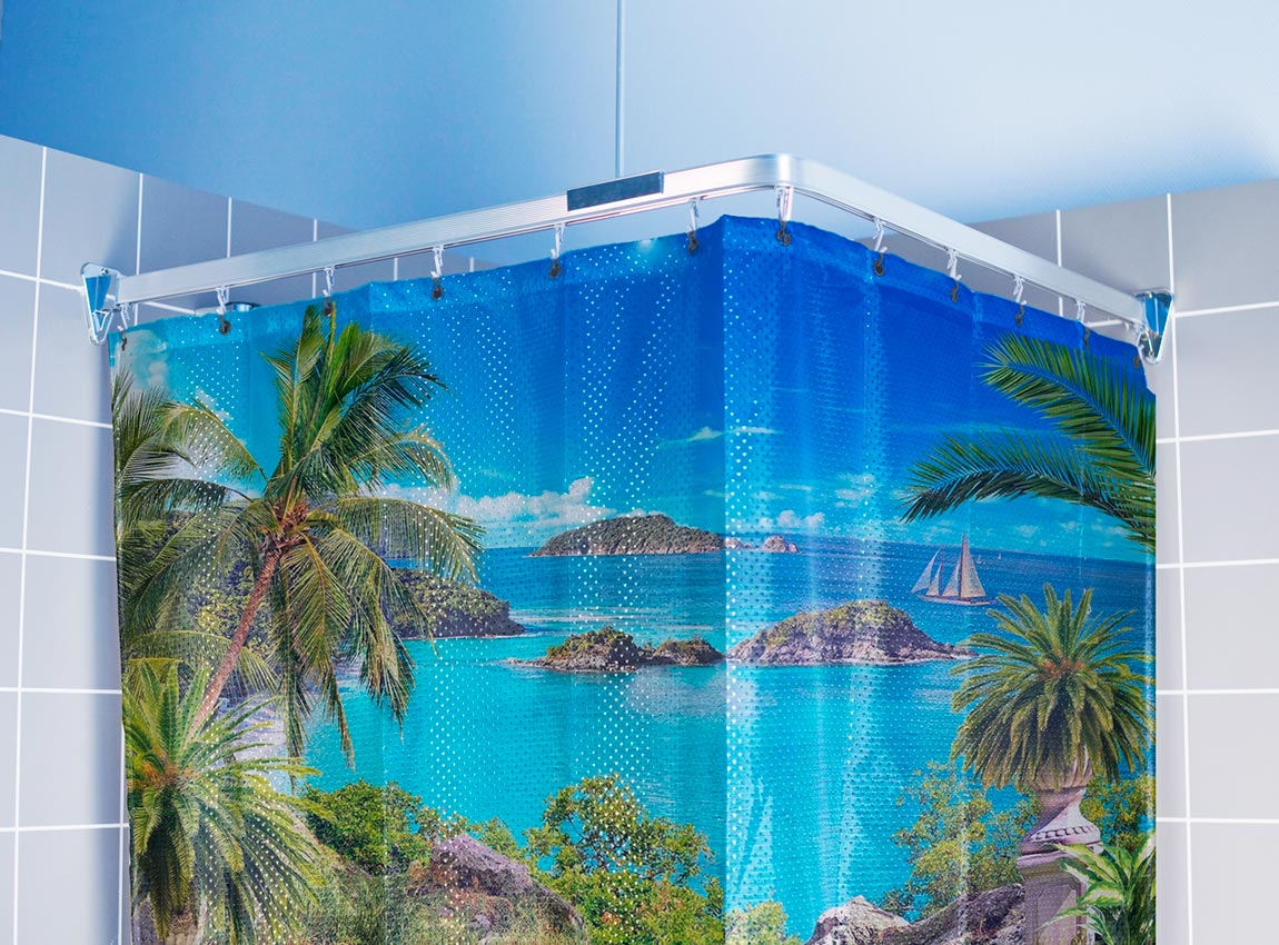 Штора в ванной с фотопечатью.