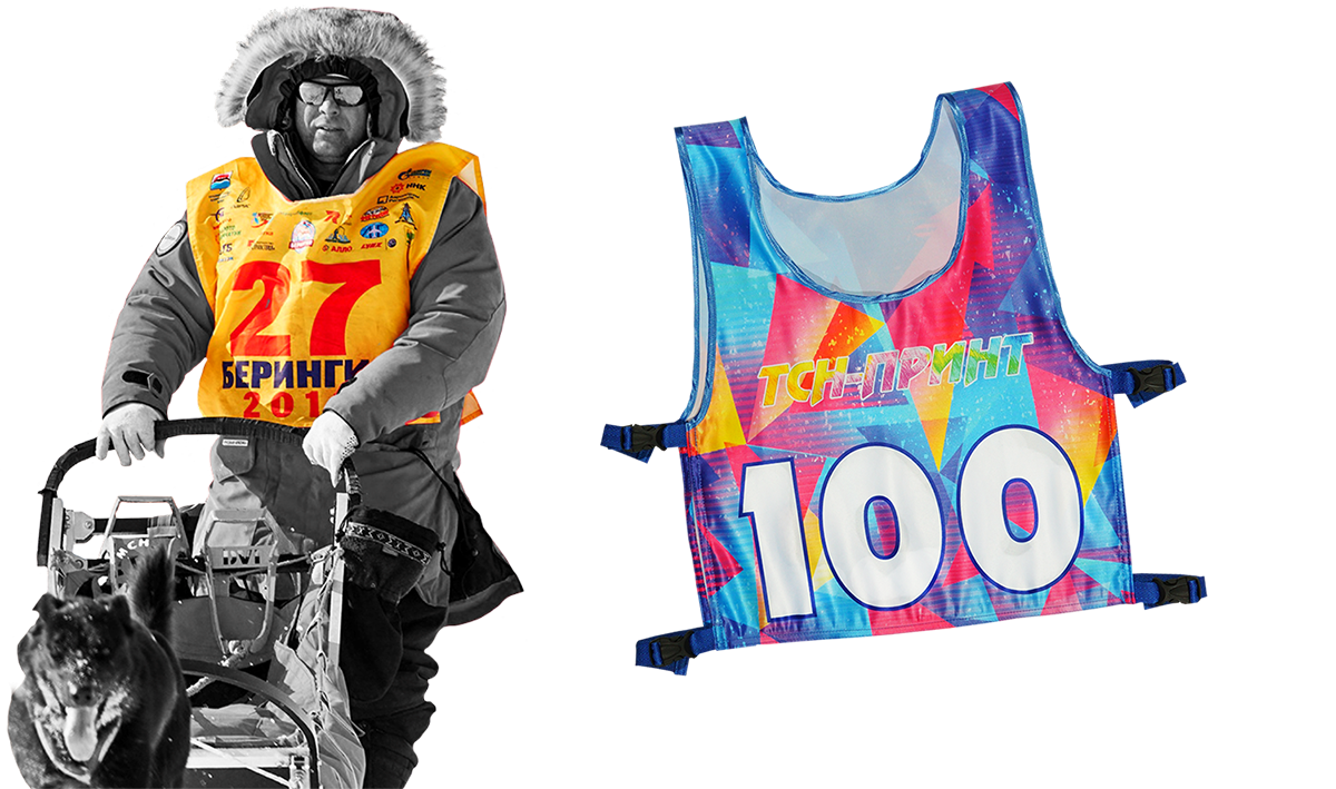 Спортсмен с номером Профи в гонках на собаках