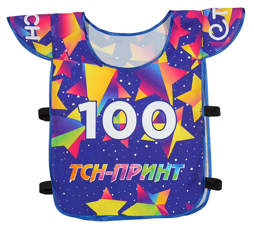 Вид спортивной манишки с номером, покроя с крылышками