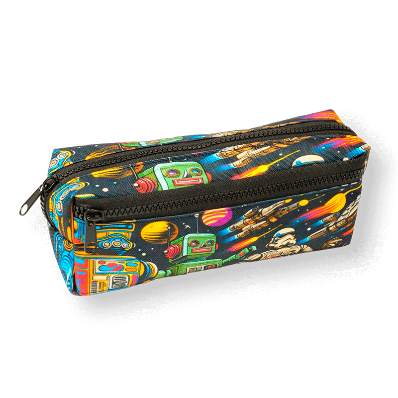 Пенал с карманом с ярким принтом, напечатанным в шов