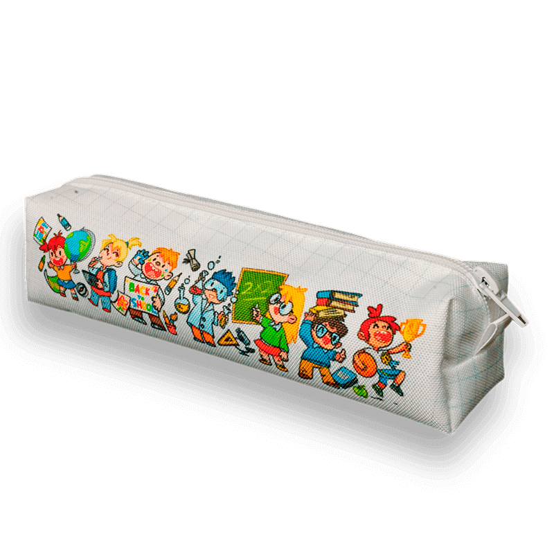 Пенал Школьник с печатью рисунка символизирующего обучение в школе