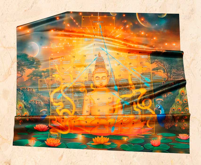 Напольное игровое поле 1.5х2 м. с рисунком Будды, напечатанным на ткани Сатен.