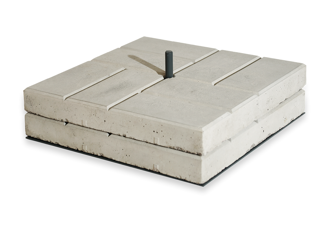 Мобильное, стальное основание Квадрат 40х40 см., дополненное двумя бетонными плитками 40х40 мм. для повышенной устойчивости.