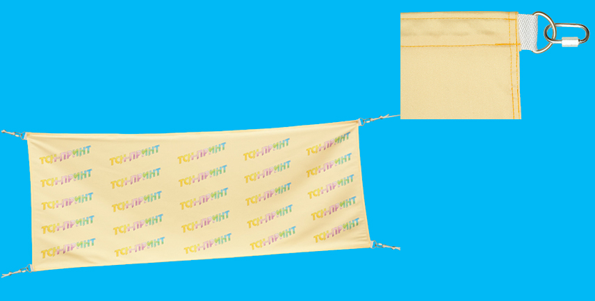 Вид усиленного крепления рекламных растяжек.